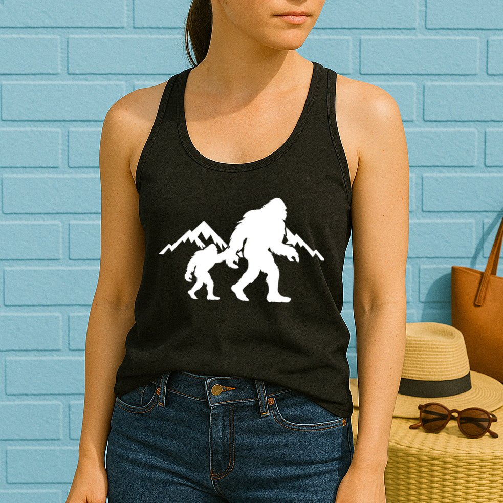 Bigfoot And Son Wild Outdoor Gift For Fathers Day Womens Tank Top