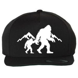 Bigfoot And Son Wild Outdoor Gift For Fathers Day Wool Snapback Cap