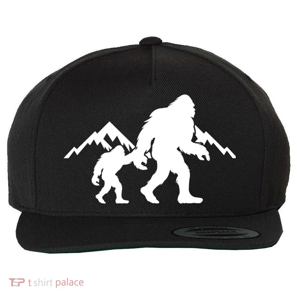 Bigfoot And Son Wild Outdoor Gift For Fathers Day Wool Snapback Cap