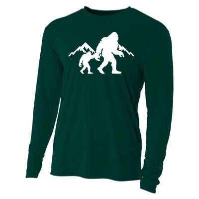 Bigfoot And Son Wild Outdoor Gift For Fathers Day Cooling Performance Long Sleeve Crew