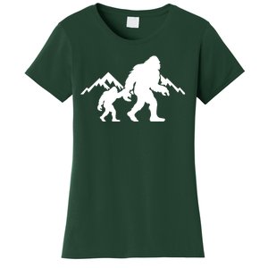 Bigfoot And Son Wild Outdoor Gift For Fathers Day Women's T-Shirt