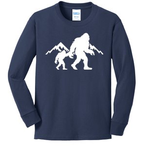 Bigfoot And Son Wild Outdoor Gift For Fathers Day Kids Long Sleeve Shirt