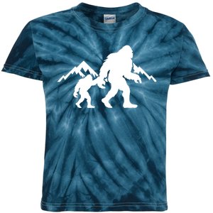 Bigfoot And Son Wild Outdoor Gift For Fathers Day Kids Tie-Dye T-Shirt