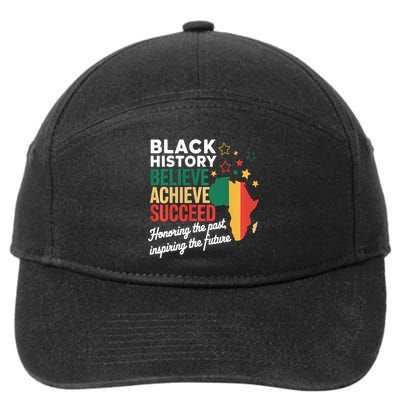 Believe Achieve Succeed Black History Month Melanin African 7-Panel Snapback Hat
