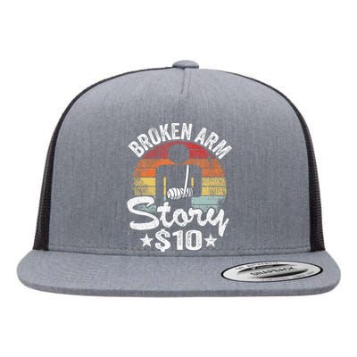 Broken Arm Story $10 Broken Hand Get Well Broken Arm Flat Bill Trucker Hat