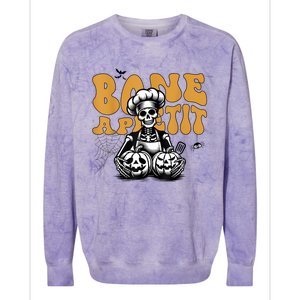 Bone Appetit Skeleton Chef Halloween Colorblast Crewneck Sweatshirt