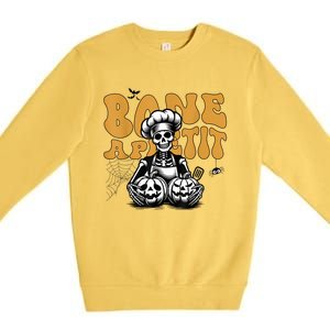 Bone Appetit Skeleton Chef Halloween Premium Crewneck Sweatshirt