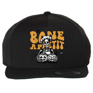 Bone Appetit Skeleton Chef Halloween Wool Snapback Cap