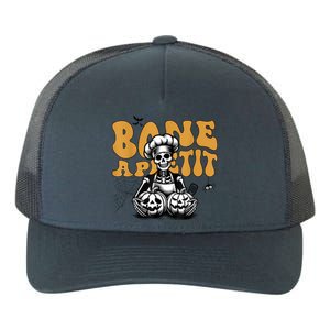 Bone Appetit Skeleton Chef Halloween Yupoong Adult 5-Panel Trucker Hat