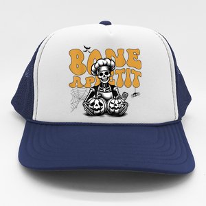 Bone Appetit Skeleton Chef Halloween Trucker Hat