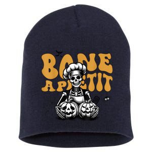 Bone Appetit Skeleton Chef Halloween Short Acrylic Beanie