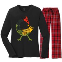 Bird Adinkra Symbol Ghana Sankofa Black History Women's Long Sleeve Flannel Pajama Set 