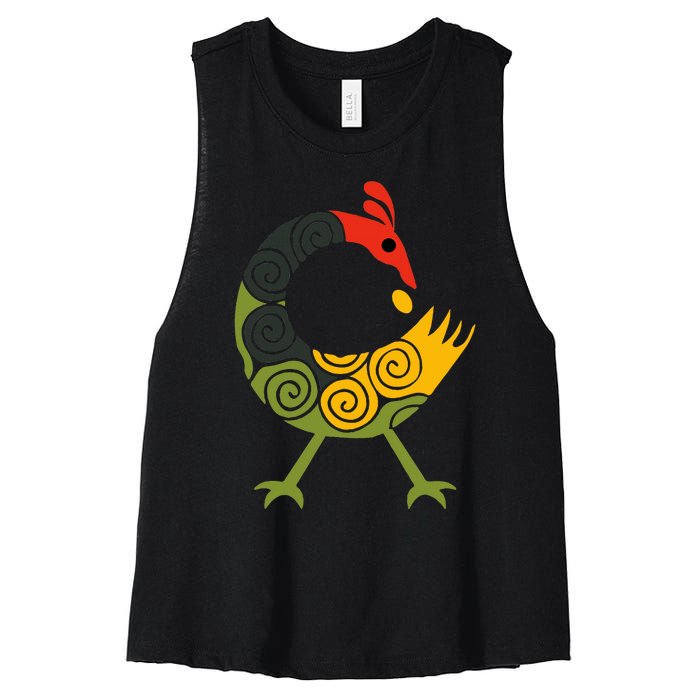 Bird Adinkra Symbol Ghana Sankofa Black History Women's Racerback Cropped Tank