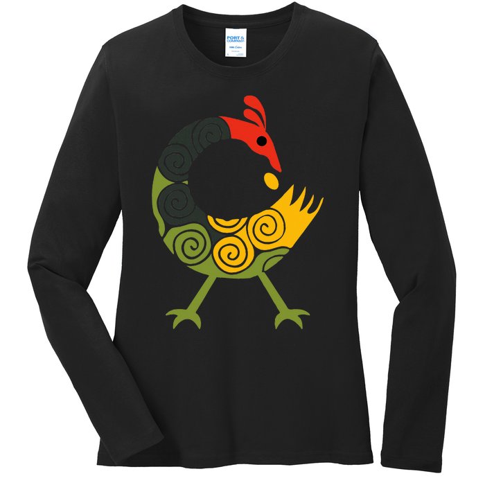 Bird Adinkra Symbol Ghana Sankofa Black History Ladies Long Sleeve Shirt