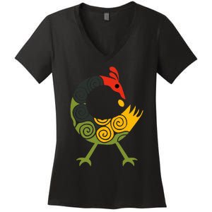 Bird Adinkra Symbol Ghana Sankofa Black History Women's V-Neck T-Shirt