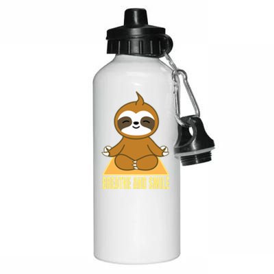 Breathe And Smile Meditating Sloth Lady S Yoga Namaste Gift Aluminum Water Bottle