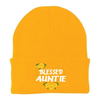 Blessed Auntie Sunflower Cool Gift Mothers Day Gift Knit Cap Winter Beanie