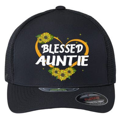 Blessed Auntie Sunflower Cool Gift Mothers Day Gift Flexfit Unipanel Trucker Cap