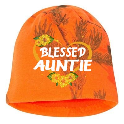 Blessed Auntie Sunflower Cool Gift Mothers Day Gift Kati - Camo Knit Beanie