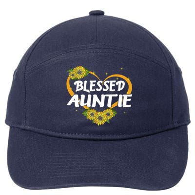 Blessed Auntie Sunflower Cool Gift Mothers Day Gift 7-Panel Snapback Hat