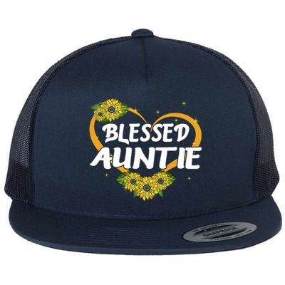 Blessed Auntie Sunflower Cool Gift Mothers Day Gift Flat Bill Trucker Hat