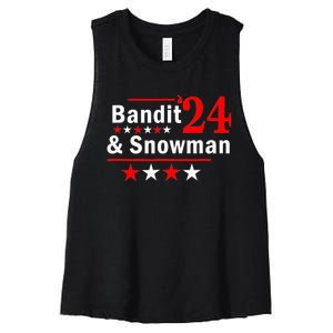 Bandit And Snowman 2024 Election Women's Racerback Cropped Tank