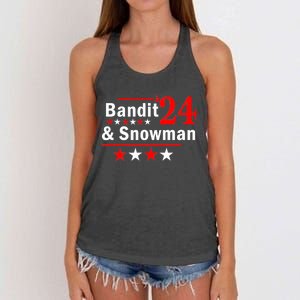 Bandit And Snowman 2024 Election Women's Knotted Racerback Tank