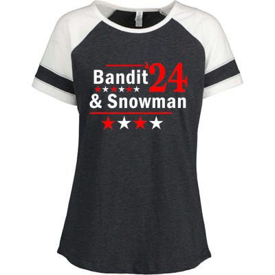 Bandit And Snowman 2024 Election Enza Ladies Jersey Colorblock Tee