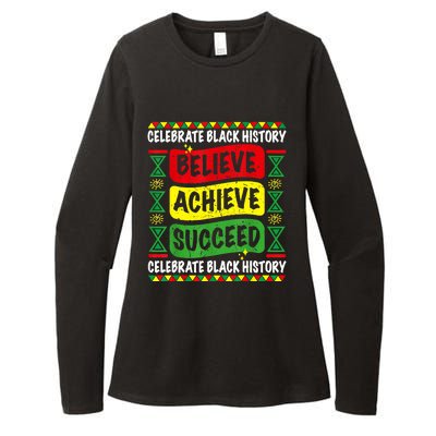 Believe Achieve Succeed Black History Month Proud African Womens CVC Long Sleeve Shirt