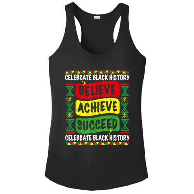 Believe Achieve Succeed Black History Month Proud African Ladies PosiCharge Competitor Racerback Tank