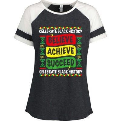 Believe Achieve Succeed Black History Month Proud African Enza Ladies Jersey Colorblock Tee