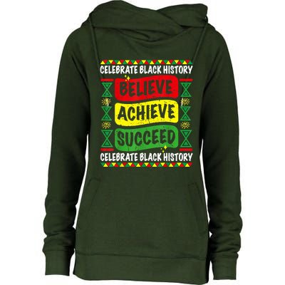 Believe Achieve Succeed Black History Month Proud African Womens Funnel Neck Pullover Hood