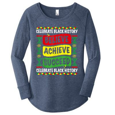 Believe Achieve Succeed Black History Month Proud African Women's Perfect Tri Tunic Long Sleeve Shirt