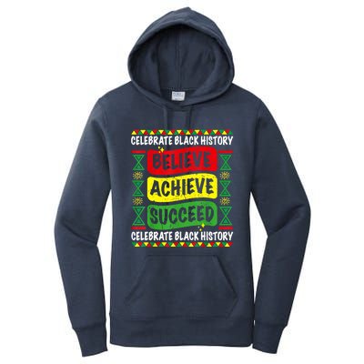 Believe Achieve Succeed Black History Month Proud African Women's Pullover Hoodie