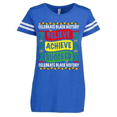 Believe Achieve Succeed Black History Month Proud African Enza Ladies Jersey Football T-Shirt