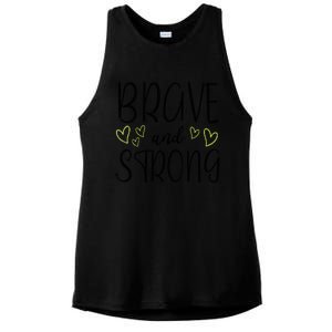 Brave And Strong Lymphoma Warrior Ladies PosiCharge Tri-Blend Wicking Tank