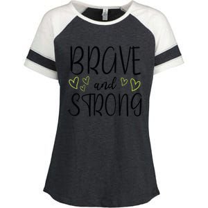 Brave And Strong Lymphoma Warrior Enza Ladies Jersey Colorblock Tee