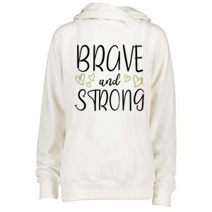 Brave And Strong Lymphoma Warrior Womens Funnel Neck Pullover Hood