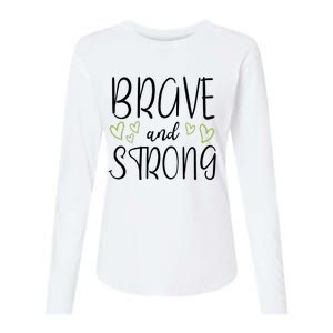 Brave And Strong Lymphoma Warrior Womens Cotton Relaxed Long Sleeve T-Shirt