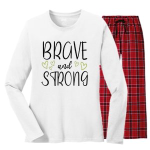 Brave And Strong Lymphoma Warrior Women's Long Sleeve Flannel Pajama Set 