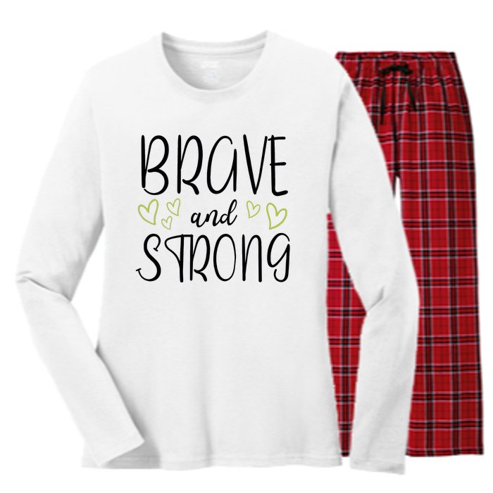 Brave And Strong Lymphoma Warrior Women's Long Sleeve Flannel Pajama Set 