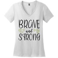 Brave And Strong Lymphoma Warrior Women's V-Neck T-Shirt