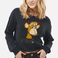 Bitcoin Ape Stoned Cropped Pullover Crew