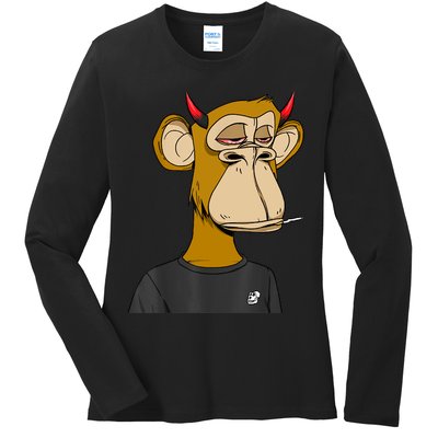 Bitcoin Ape Stoned Ladies Long Sleeve Shirt