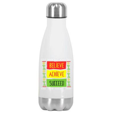 Believe Achieve Succeed Black History Gift Political Stainless Steel Insulated Water Bottle