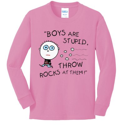 Boyfriend Are Stupid Throw Rocks At Them Funny Kids Long Sleeve Shirt