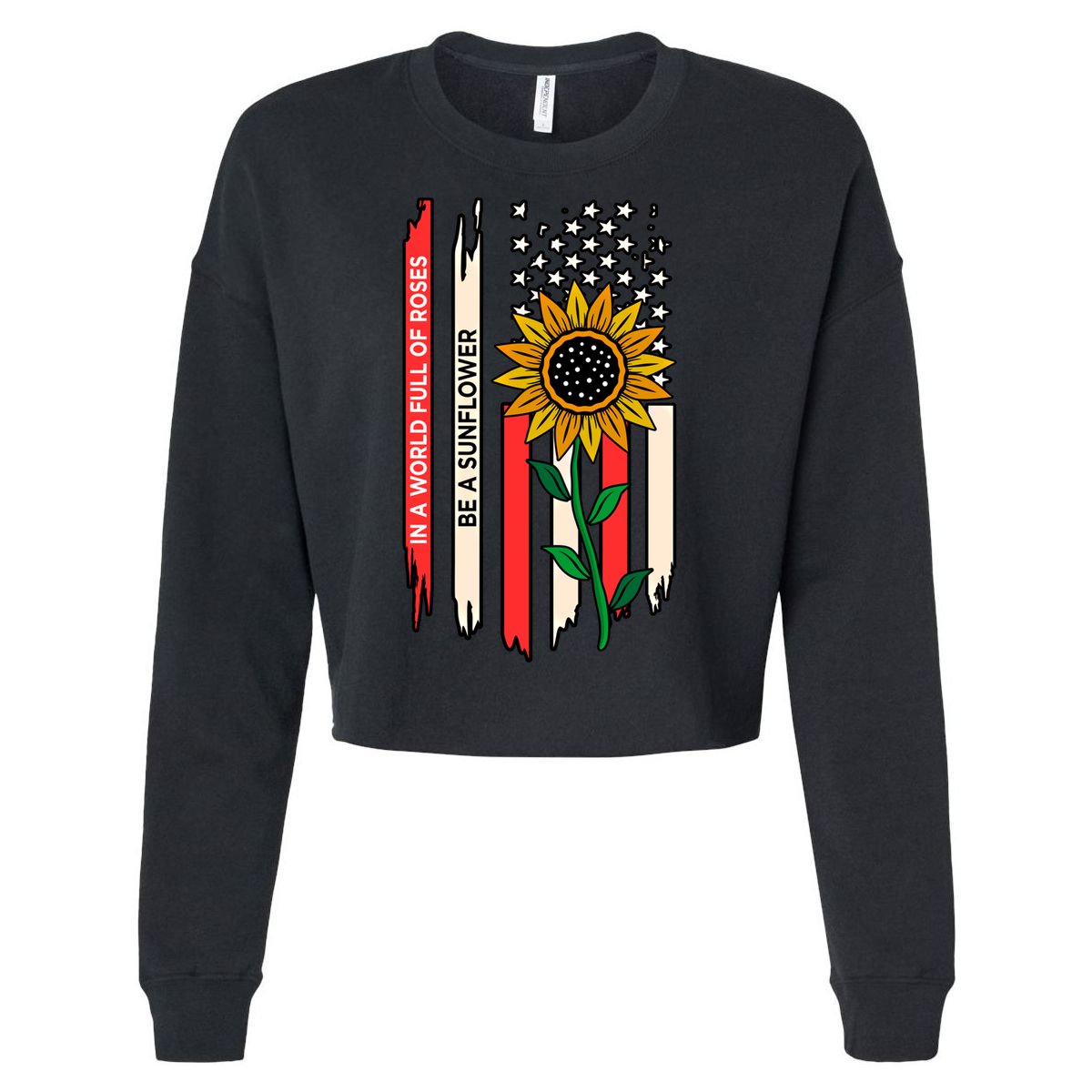Be A Sunflower America Usa Independence 4th Of July Graphic Gift Cropped Pullover Crew
