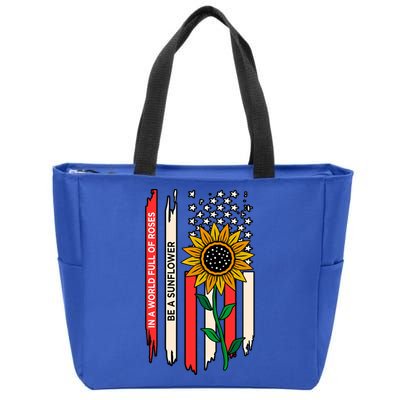 Be A Sunflower America Usa Independence 4th Of July Graphic Gift Zip Tote Bag