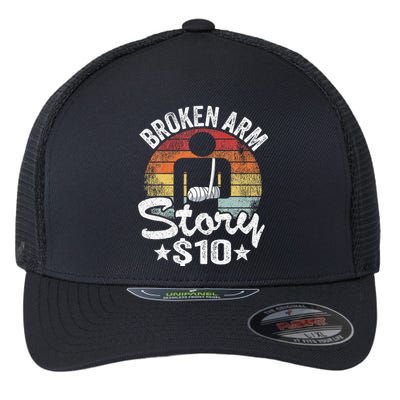 Broken Arm Story $10 Broken Hand Get Well Broken Arm Flexfit Unipanel Trucker Cap