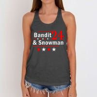 Bandit And Snowman 2024 Election Women's Knotted Racerback Tank